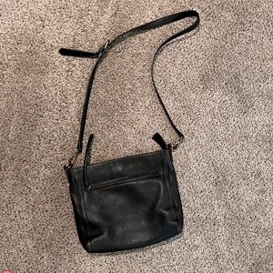 Bass black leather crossbody tote.